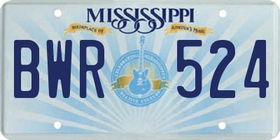 MS license plate BWR524