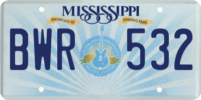 MS license plate BWR532