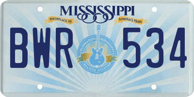 MS license plate BWR534