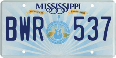 MS license plate BWR537