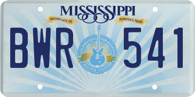MS license plate BWR541