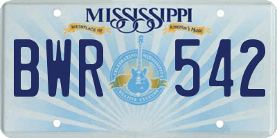 MS license plate BWR542