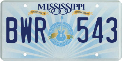 MS license plate BWR543