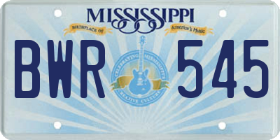 MS license plate BWR545