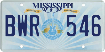 MS license plate BWR546