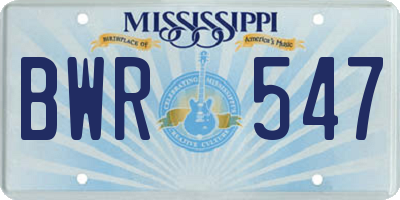 MS license plate BWR547