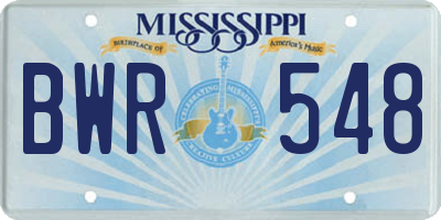 MS license plate BWR548