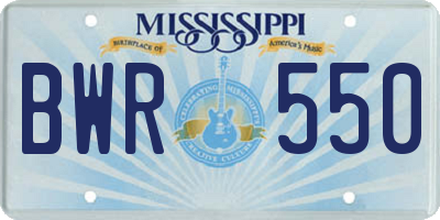 MS license plate BWR550