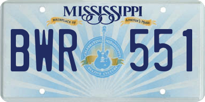 MS license plate BWR551