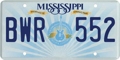 MS license plate BWR552