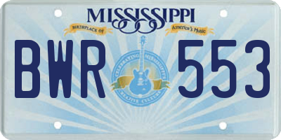 MS license plate BWR553
