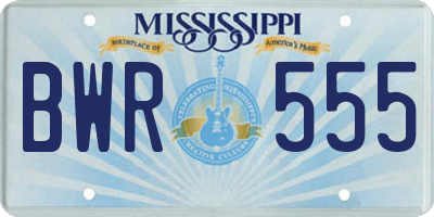 MS license plate BWR555