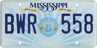 MS license plate BWR558