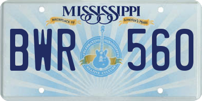 MS license plate BWR560