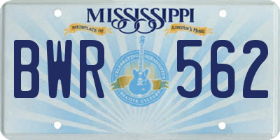 MS license plate BWR562
