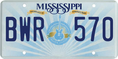 MS license plate BWR570