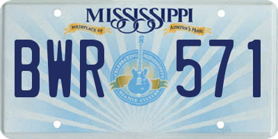 MS license plate BWR571