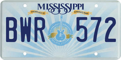 MS license plate BWR572