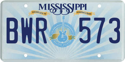MS license plate BWR573