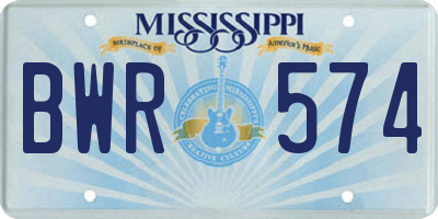 MS license plate BWR574
