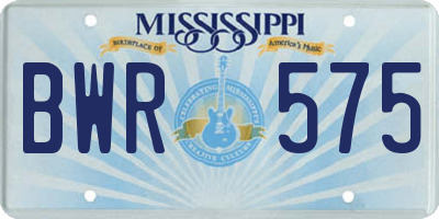 MS license plate BWR575
