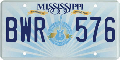 MS license plate BWR576