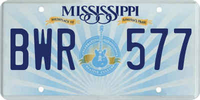 MS license plate BWR577