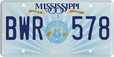 MS license plate BWR578