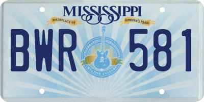 MS license plate BWR581