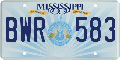 MS license plate BWR583