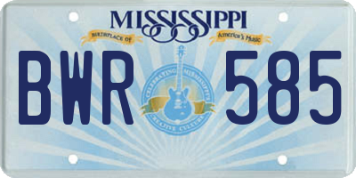 MS license plate BWR585
