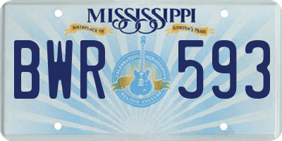 MS license plate BWR593