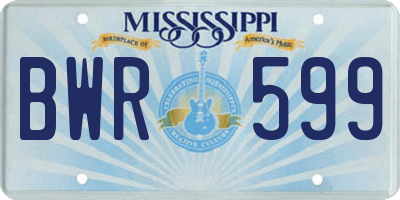 MS license plate BWR599