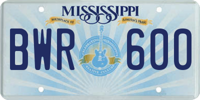 MS license plate BWR600