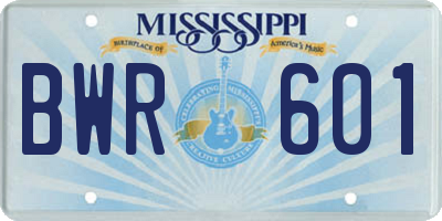 MS license plate BWR601