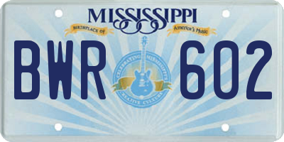 MS license plate BWR602