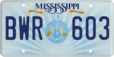MS license plate BWR603
