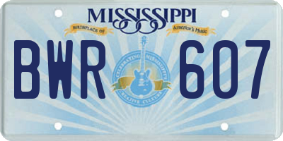 MS license plate BWR607