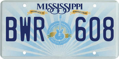 MS license plate BWR608