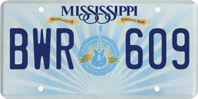 MS license plate BWR609