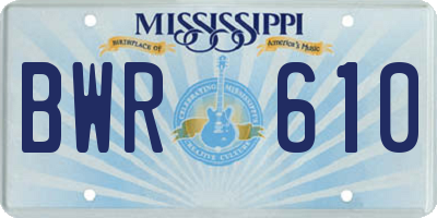 MS license plate BWR610