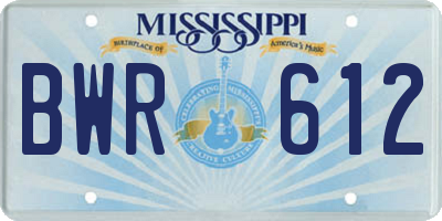 MS license plate BWR612