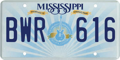 MS license plate BWR616