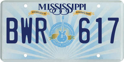 MS license plate BWR617