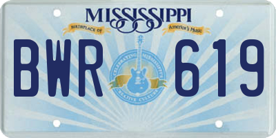 MS license plate BWR619