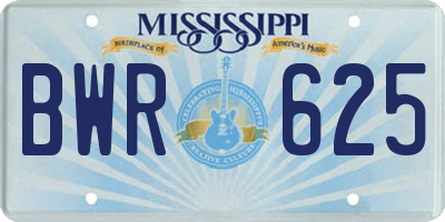 MS license plate BWR625