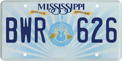 MS license plate BWR626