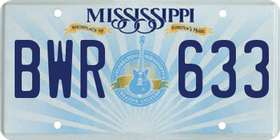 MS license plate BWR633