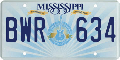 MS license plate BWR634