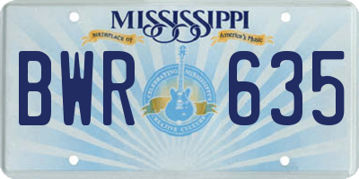 MS license plate BWR635